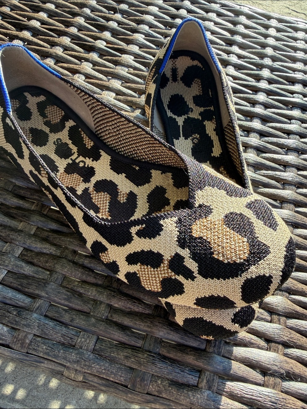 Rothy's Leopard Print Slip-On Flats in Black & Cream - Picture 6 of 7